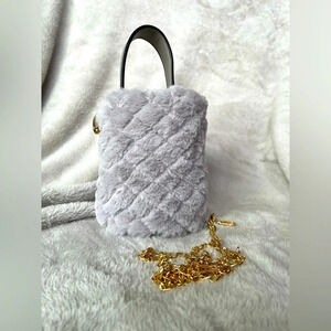 Winter Women Chain Shoulder Bag Bucket Bag Handbag Plush Fluffy Crossbody Bag
